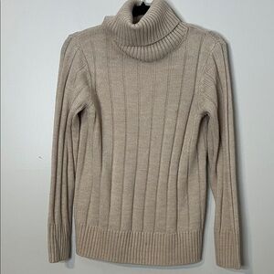 Women's Ribbed Turtleneck Sweater - Beige